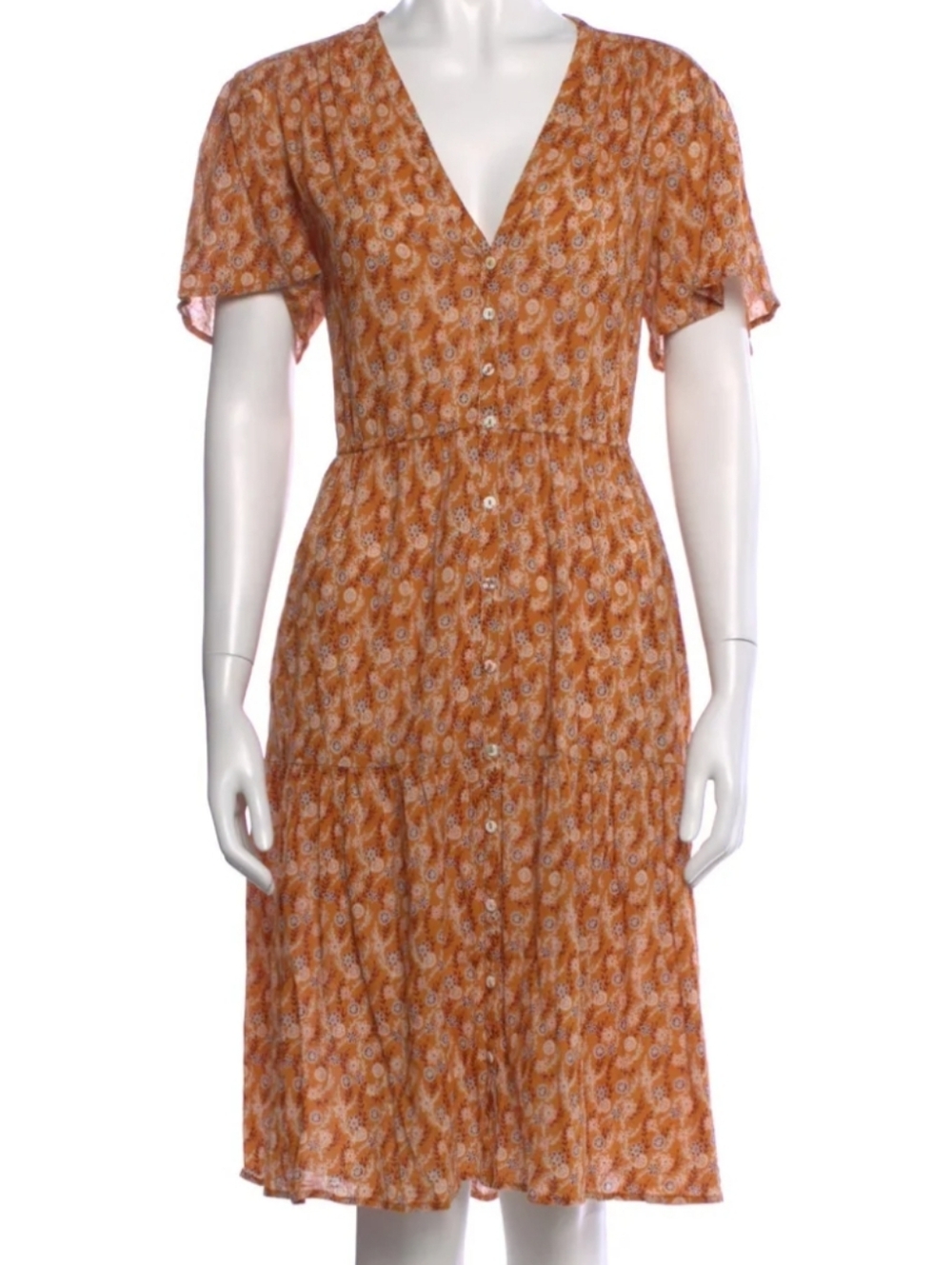 Xirena Emme Dress Laurel Print Orange Floral 100% Cotton